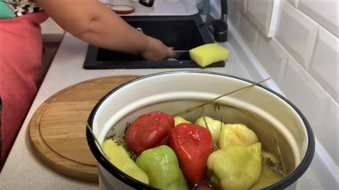 соленые перцы в кастрюле